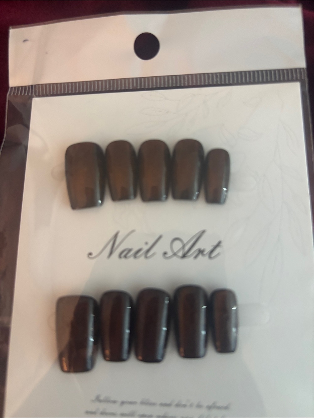 Glossy Brown Press-On Nail Set - Nail Art